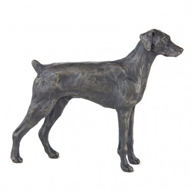 Bronze Dog Sculpture: Female Standing Dobermann (Docked)