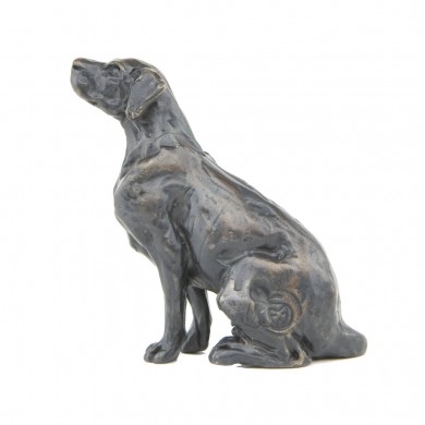 Bronze Dog Sculpture: Sitting Labrador Maquette by Sue Maclaurin