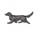 Bronze Dog Sculpture: Trotting Long Haired Dachshund by Sue Maclaurin **NEW!**