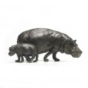 Bronze Hippo Sculpture: Hippopotamus Mother and Baby by Jonathan Sanders