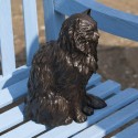 Bronze Cat Sculpture: Garden Long Haired Sitting Cat (Life Size) by Sue Maclaurin