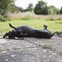 Bronze Dog Sculpture: Rolling Dachshund (Life Sized) by Sue Maclaurin