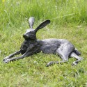 Bronze Hare Sculpture: Garden Resting Hare by Sue Maclaurin (Life Size)