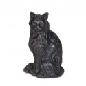 Bronze Cat Sculpture: Long Haired Sitting Cat