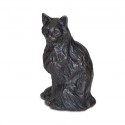 Bronze Cat Sculpture: Long Haired Sitting Cat