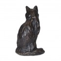 Bronze Cat Sculpture: Long Haired Sitting Cat