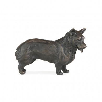 Bronze Dog Sculpture: Standing Corgi by Sue Maclaurin