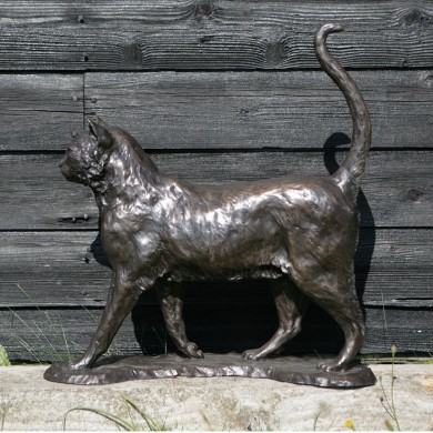 Bronze Cat Sculpture: Garden Walking Cat (Life Sized) by Sue Maclaurin
