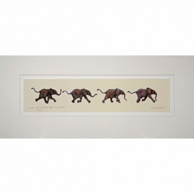 Limited Edition Elephant Print: Study for Running Baby Elephants by Jonathan Sanders