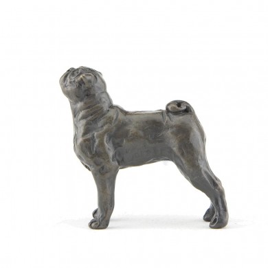 Bronze Dog Sculpture: Female Pug Maquette by Sue Maclaurin