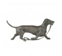 Bronze Dog Sculpture: Trotting Wire Haired Dachshund by Sue Maclaurin
