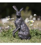 Bronze Hare Sculpture: Garden Seated Hare by Sue Maclaurin (Life Size)