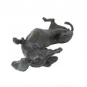 Bronze Dog Sculpture: Rolling Dachshund (Life Sized) by Sue Maclaurin
