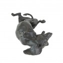 Bronze Dog Sculpture: Rolling Dachshund (Life Sized) by Sue Maclaurin