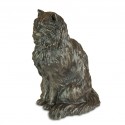 Bronze Cat Sculpture: Garden Long Haired Sitting Cat (Life Sized) by Sue Maclaurin
