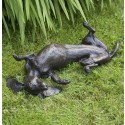 Bronze Dog Sculpture: Rolling Dachshund (Life Sized) by Sue Maclaurin