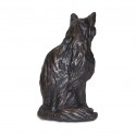 Bronze Cat Sculpture: Long Haired Sitting Cat