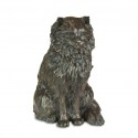 Bronze Cat Sculpture: Garden Long Haired Sitting Cat (Life Sized) by Sue Maclaurin